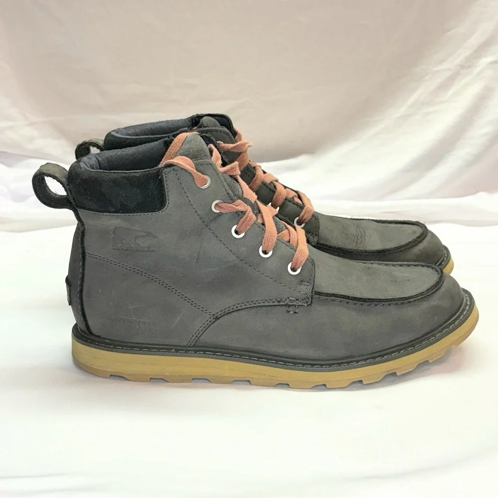 Sorel Madson Moc Toe Boots Mens 10 Quarry Gray Waterproof Leather NM2788-028